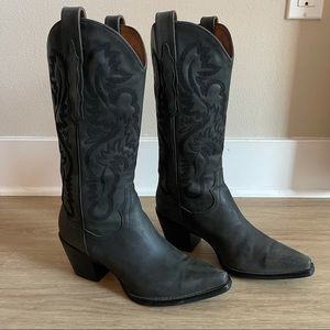 Jeffrey Campbell | Dagget Western Pointed Toe Leather Black Washed Boot Size: 8